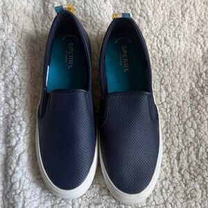 Sperry Perforated Navy Slip-Ons